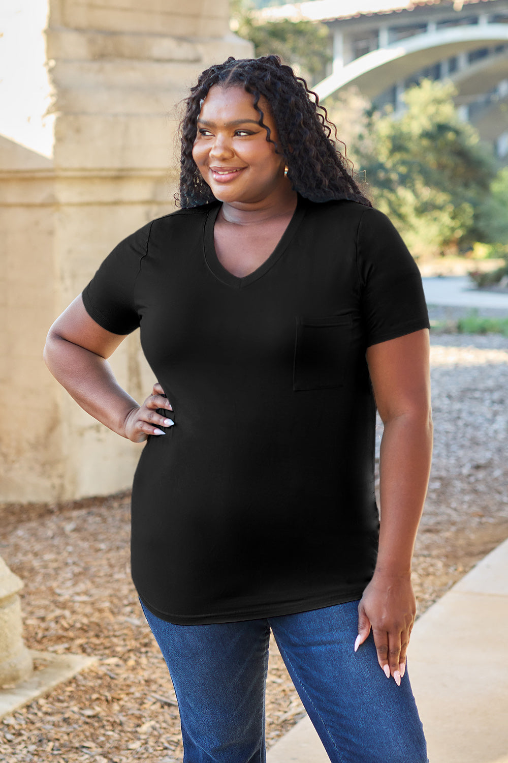 Basic Bae Bamboo Full Size V-Neck Short Sleeve T-Shirt-Angel Casuals