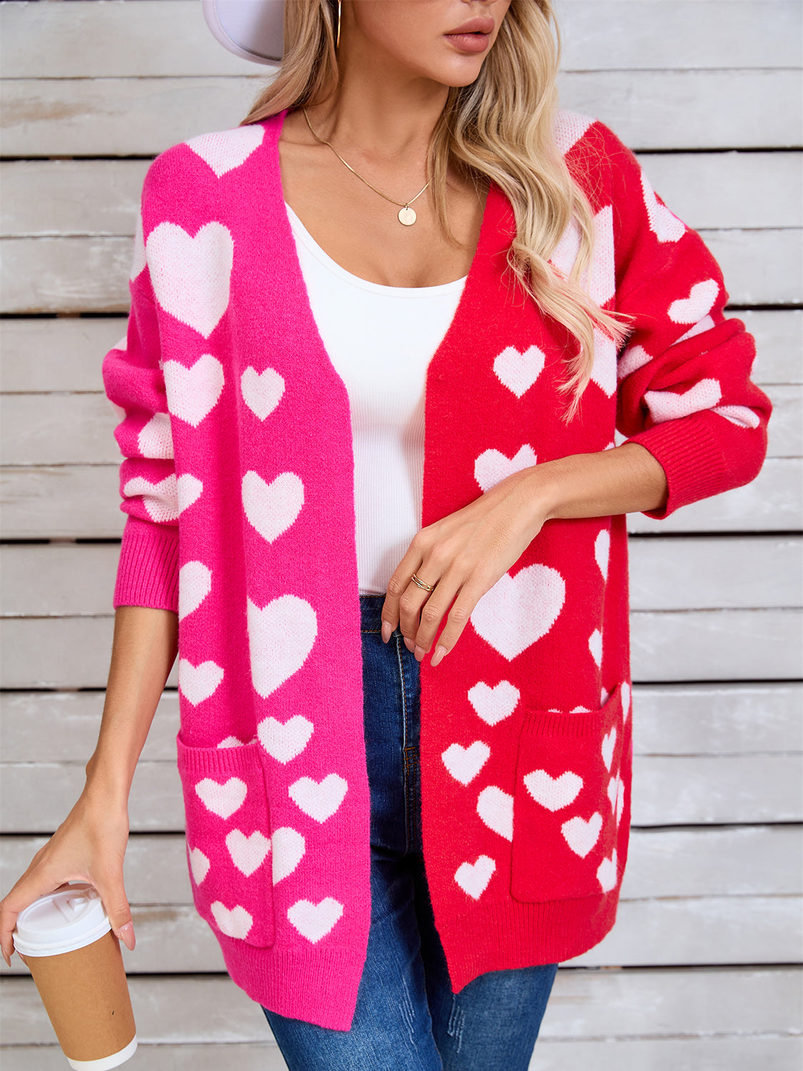 Angel Wings Heart Open Front Long Sleeve Cardigan-Angel Casuals