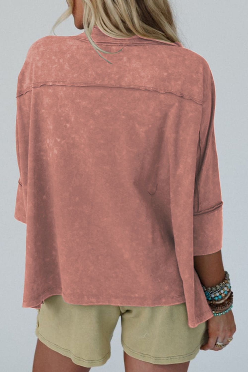Star Applique Round Neck T-Shirt-Angel Casuals