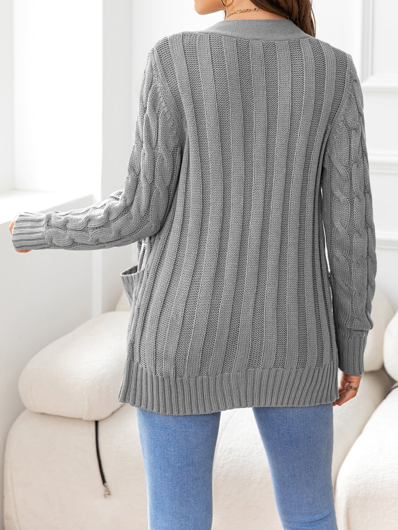 Button Down Cable-Knit Cardigan-Angel Casuals