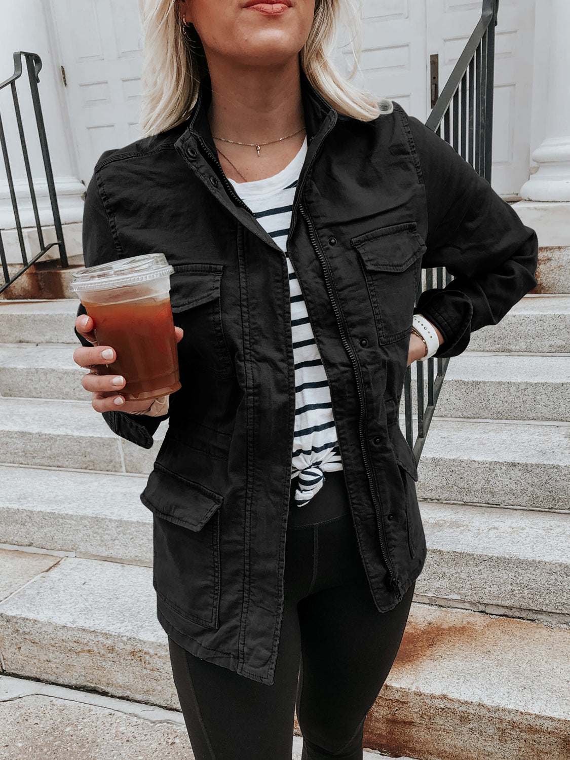 Pocketed Long Sleeve Zip Up Jacket-Angel Casuals