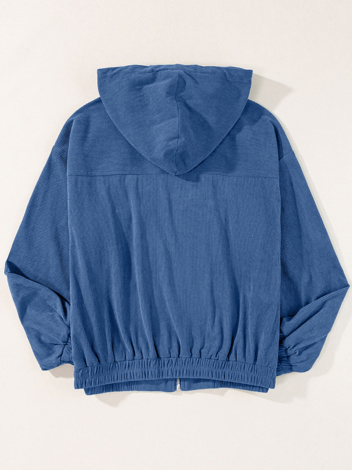 Drawstring Zip Up Long Sleeve Hooded Jacket-Angel Casuals