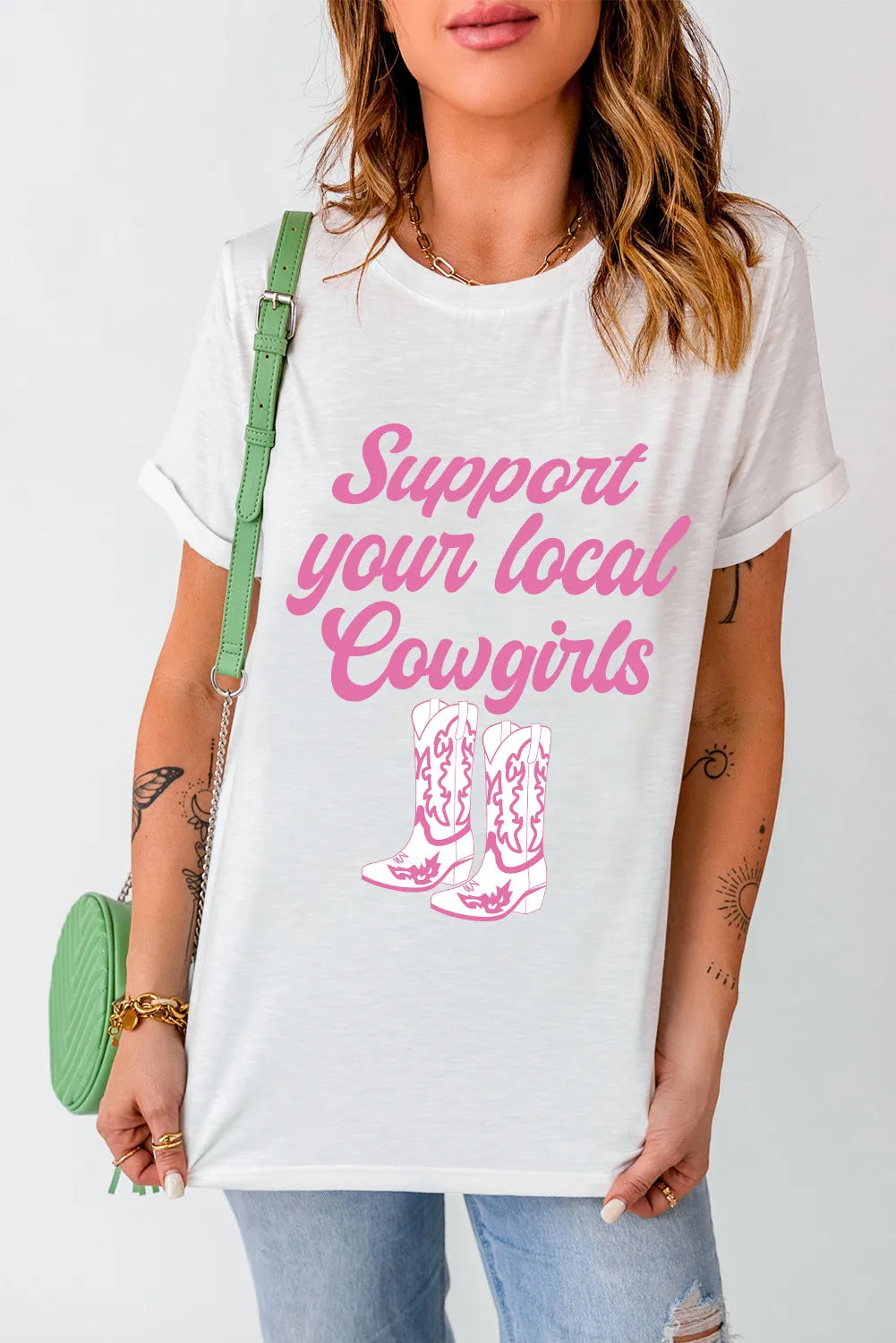 Letter Graphic Round Neck Short Sleeve T-Shirt-Angel Casuals