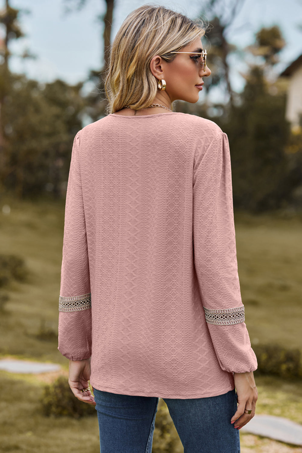 V-Neck Long Sleeve T-Shirt-Angel Casuals