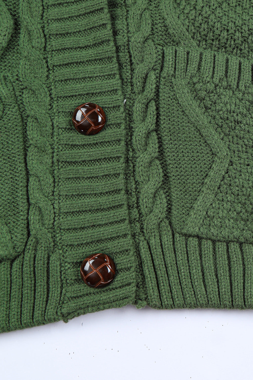 Cable-Knit Button Down V-Neck Cardigan-Angel Casuals
