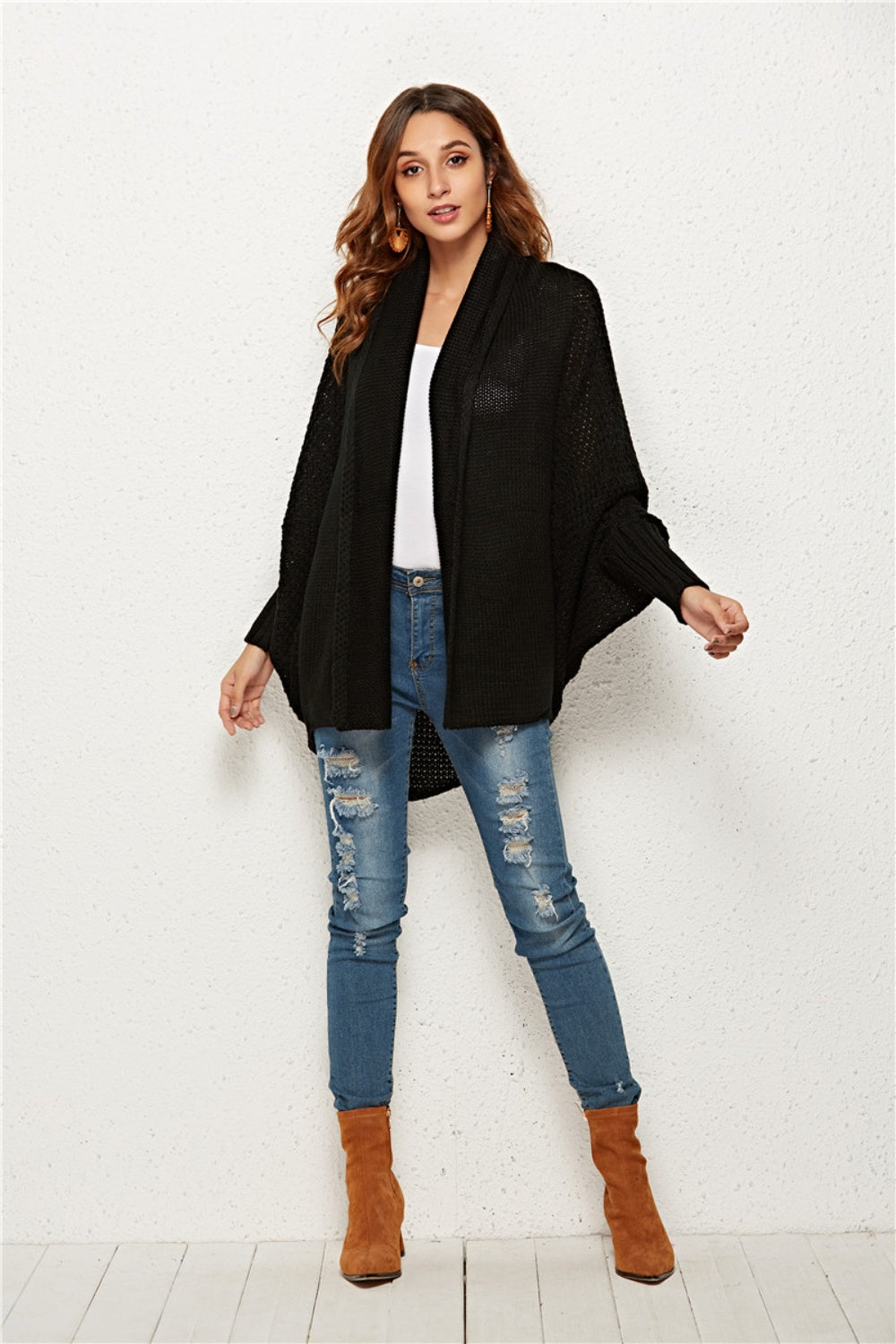 Angel Wings Open Front Batwing Sleeve Cardigan-Angel Casuals