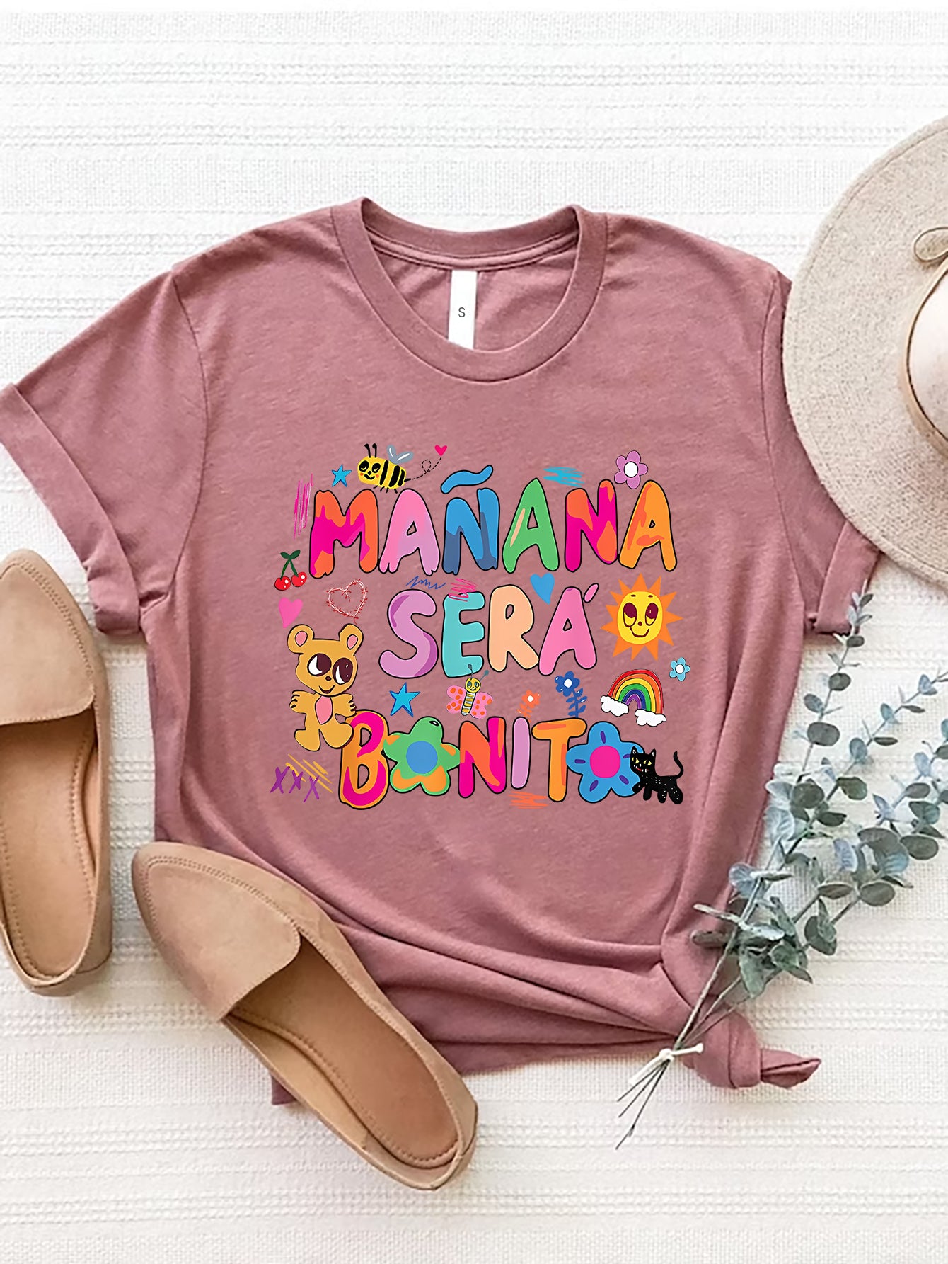 Letter Graphic Round Neck Short Sleeve T-Shirt-Angel Casuals