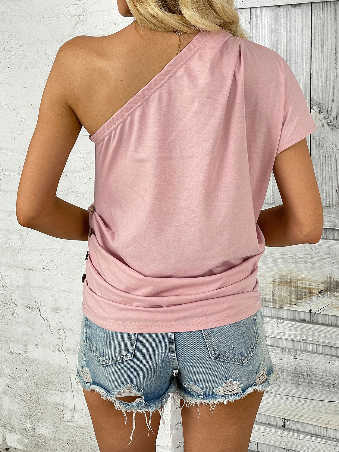 One Shoulder Short Sleeve T-Shirt-Angel Casuals