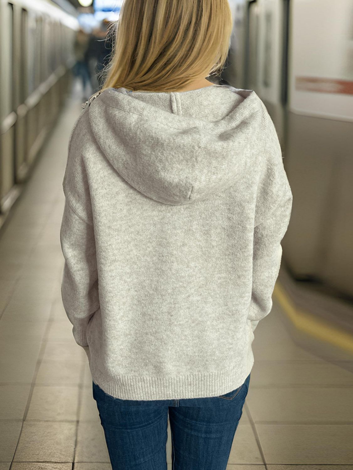 Drawstring Star Long Sleeve Hooded Sweater-Angel Casuals