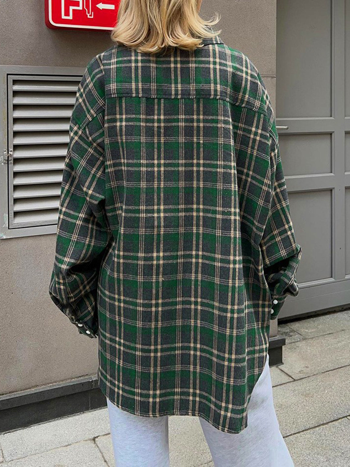 Pocketed Plaid Button Up Shacket-Angel Casuals