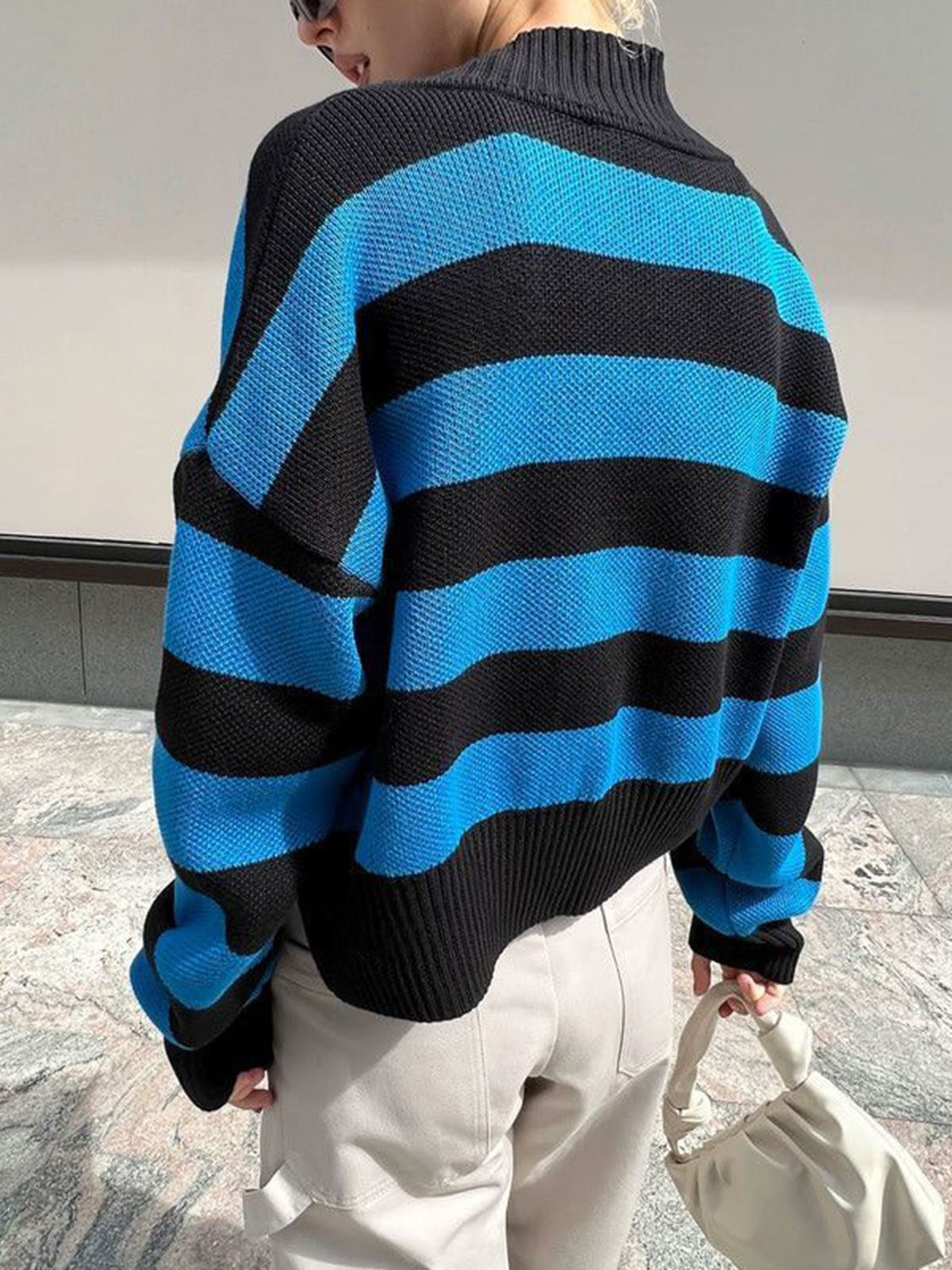 Striped Button Down Drop Shoulder Cardigan-Angel Casuals