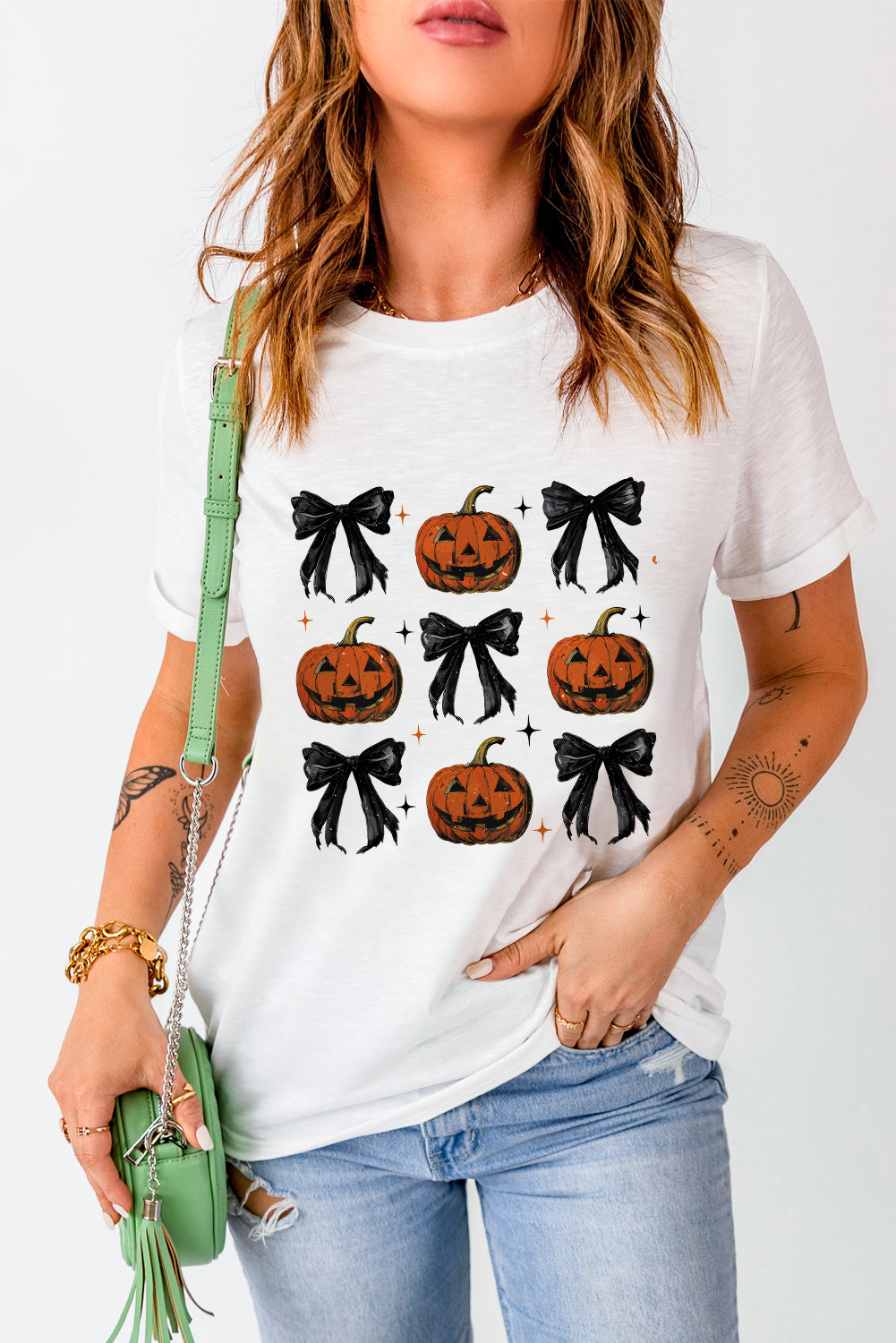 Pumpkin Round Neck Short Sleeve T-Shirt-Angel Casuals