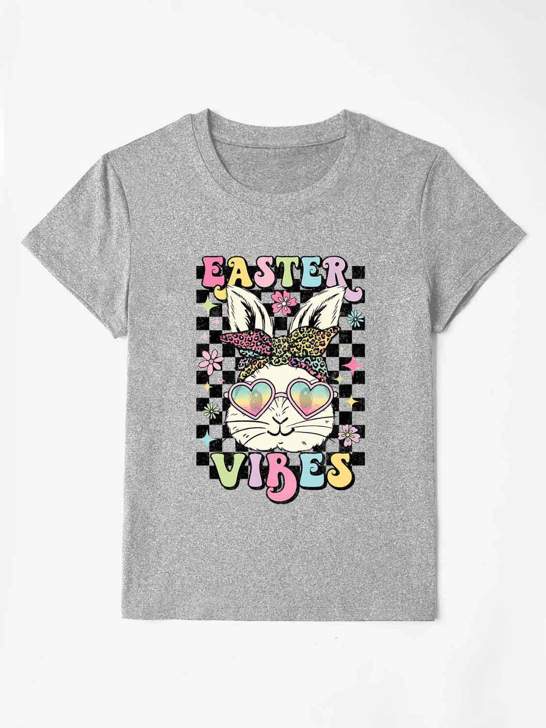 EASTER VIBES Round Neck Short Sleeve T-Shirt-Angel Casuals