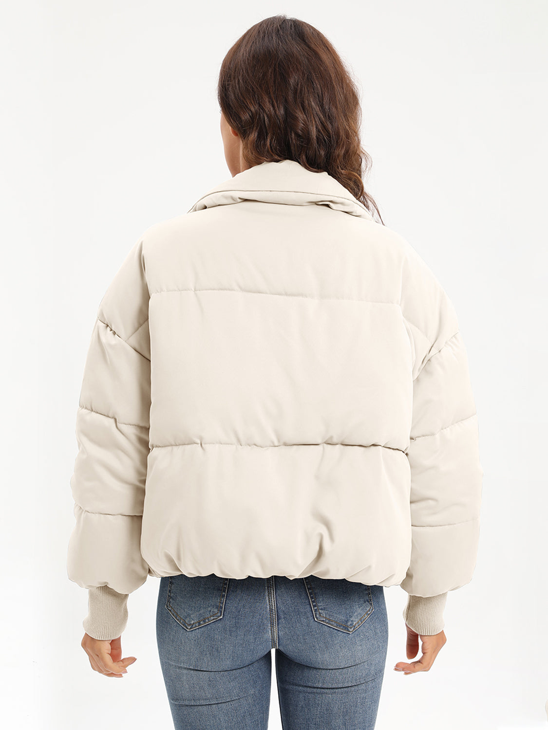 Zip Up Turtleneck Long Sleeve Winter Coat-Angel Casuals