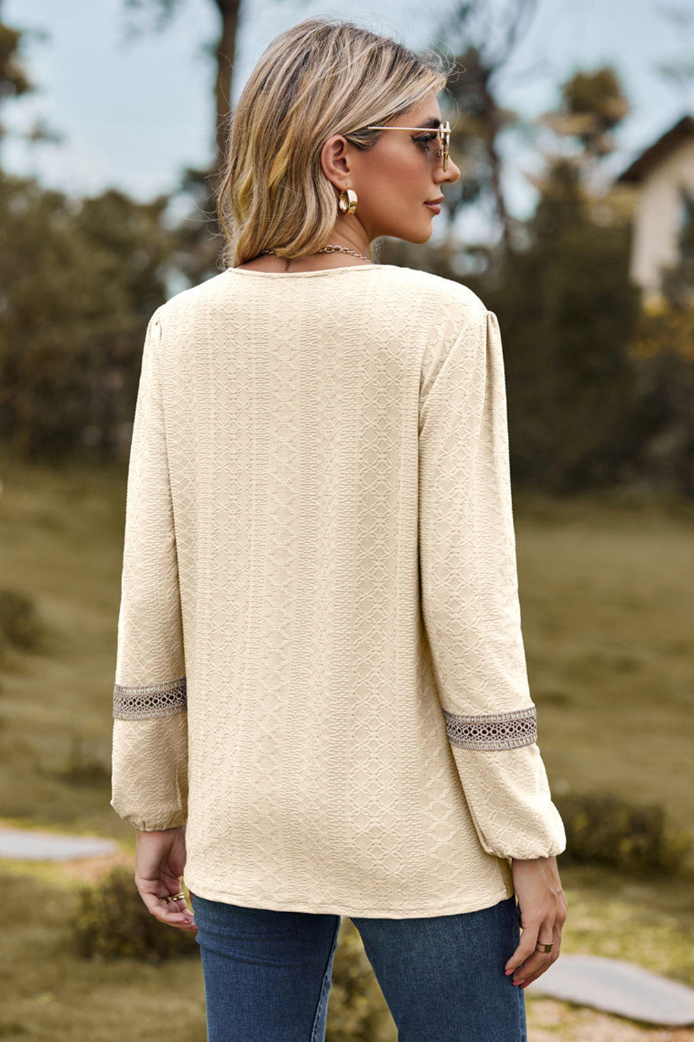 V-Neck Long Sleeve T-Shirt-Angel Casuals