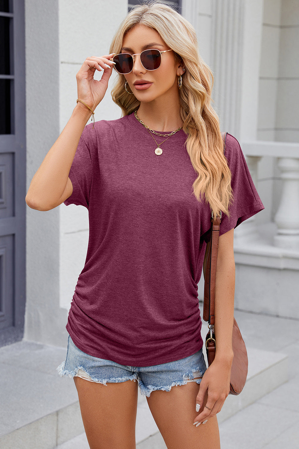 Round Neck Flutter Sleeve T-Shirt-Angel Casuals
