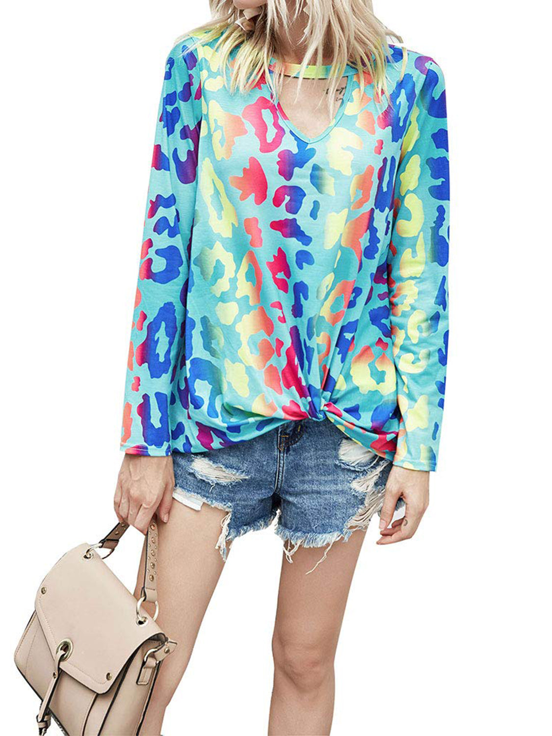 Cutout Round Neck Long Sleeve T-Shirt-Angel Casuals