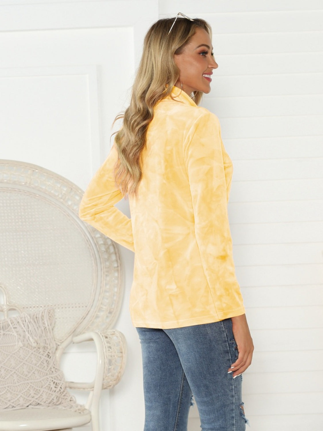 Tie-Dye Half Button Long Sleeve T-Shirt-Angel Casuals