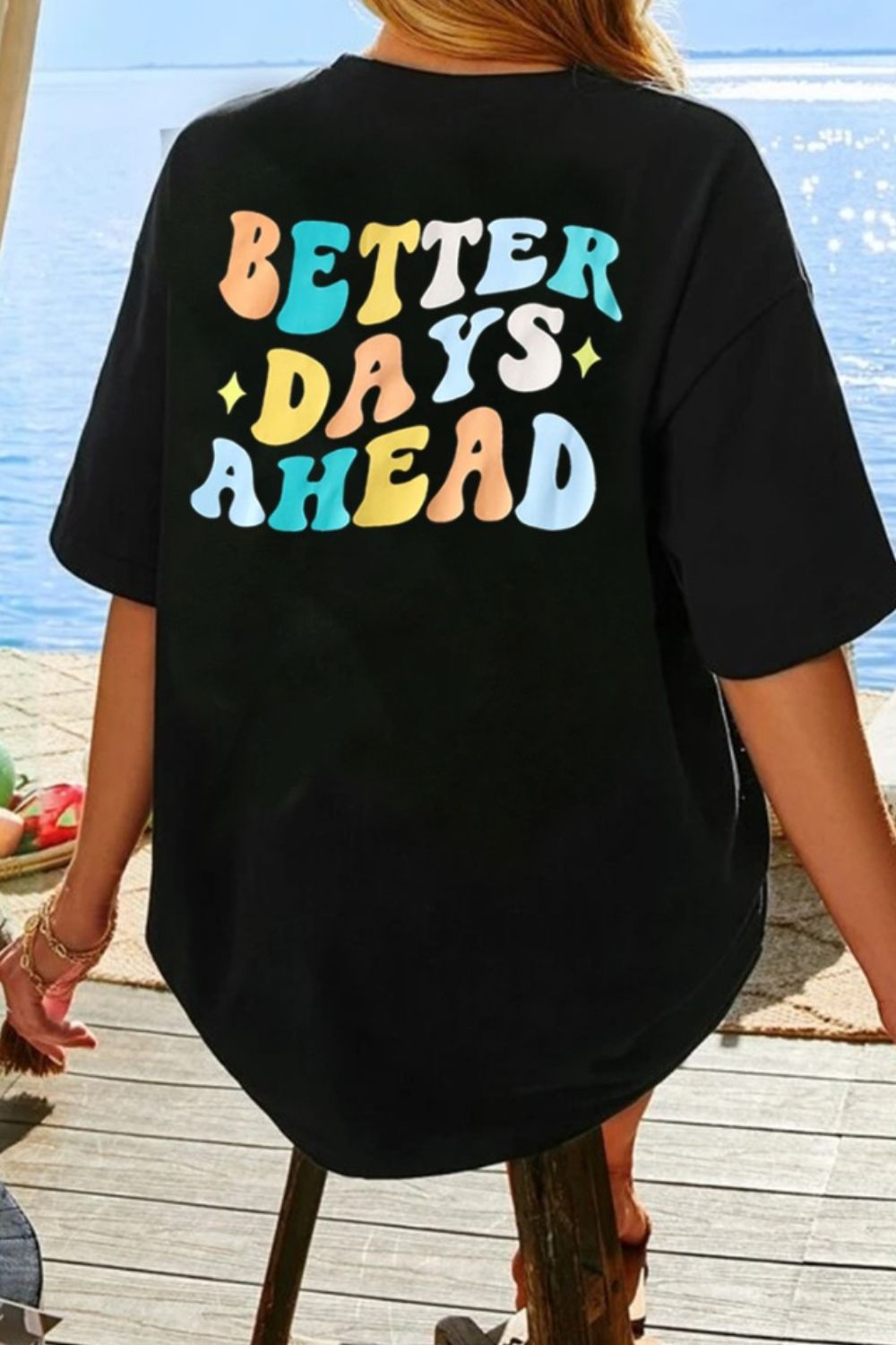 BETTER DAYS AHEAD Round Neck T-Shirt-Angel Casuals