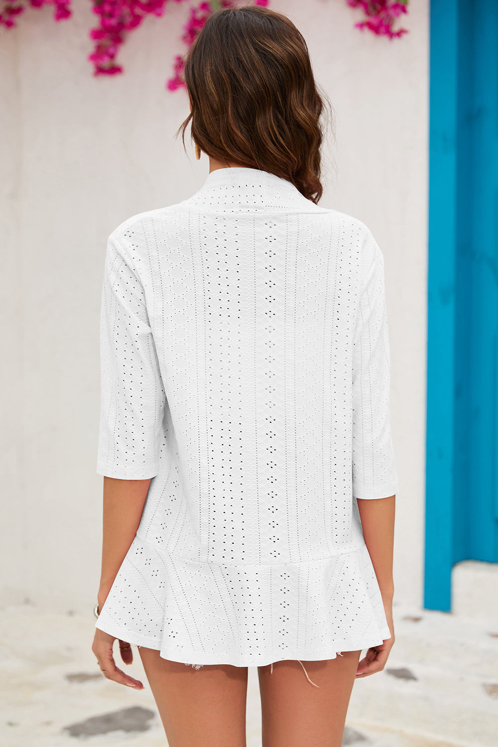 Eyelet Open Front Cardigan-Angel Casuals