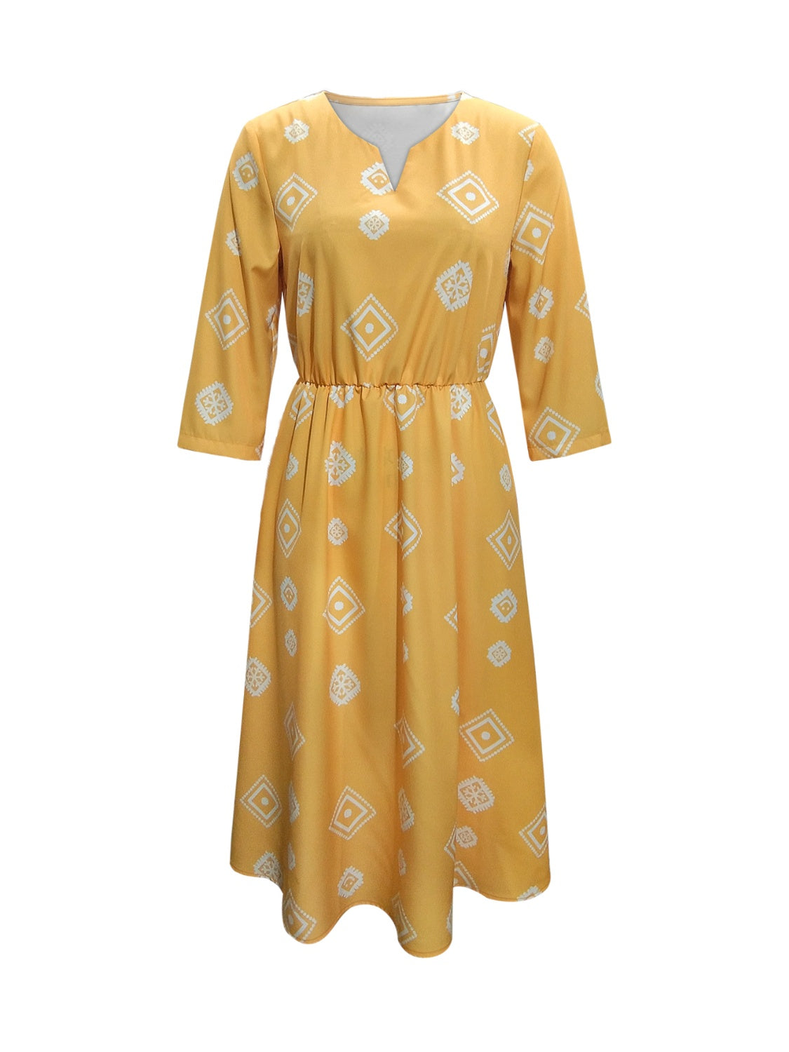 Geometric Notched Neck Dress-Angel Casuals