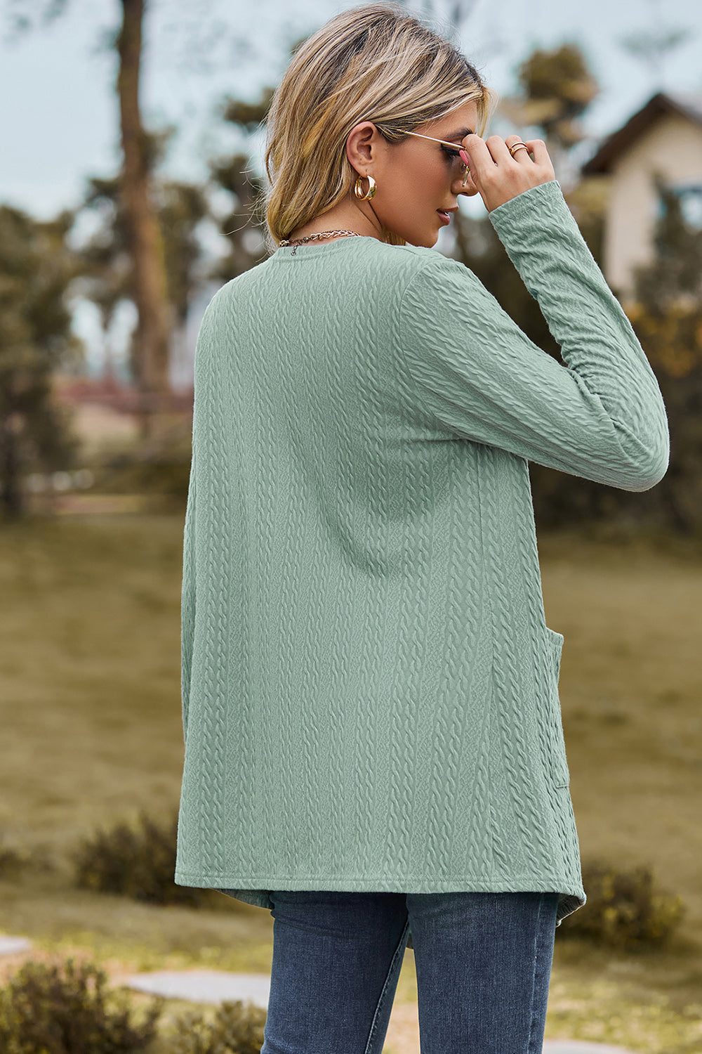 Open Front Long Sleeve Cardigan-Angel Casuals