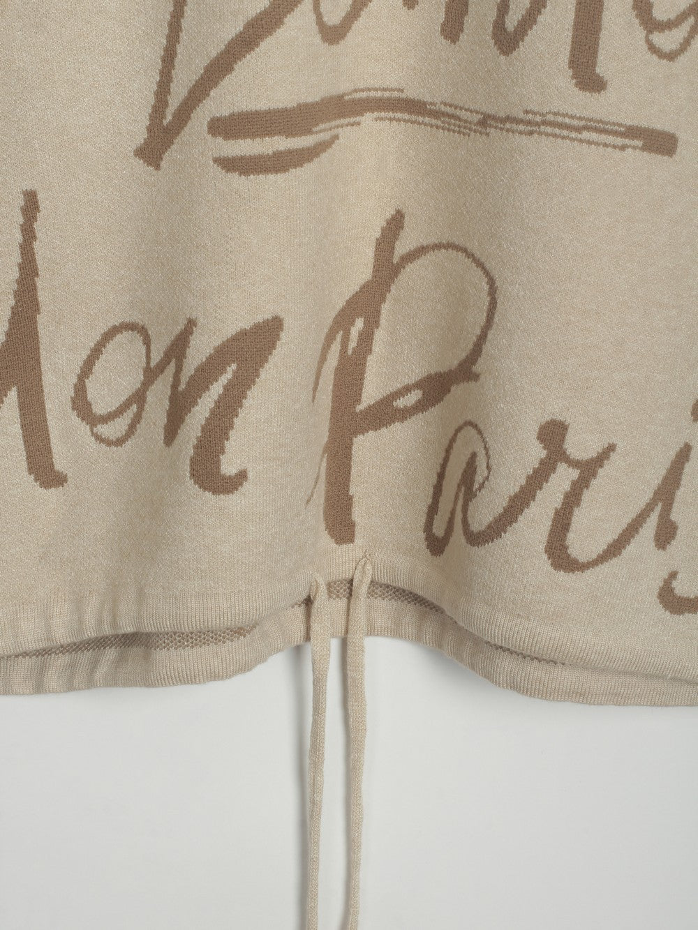 Drawstring Hem Letter Pattern Round Neck Dropped Shoulder Sweater-Angel Casuals
