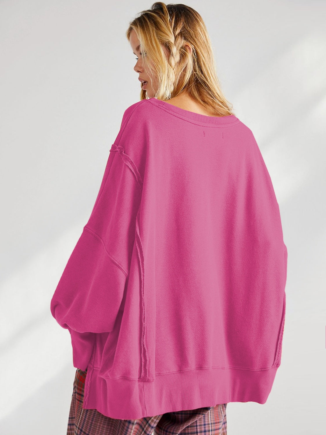 Slit Round Neck Dropped Shoulder T-Shirt-Angel Casuals