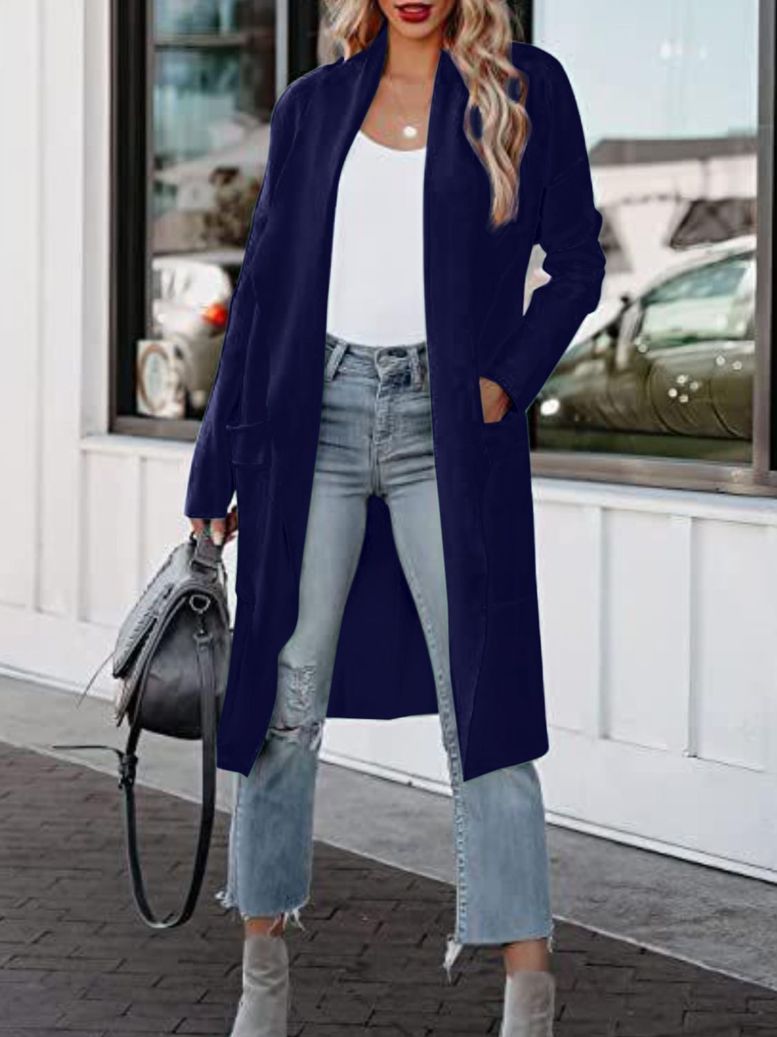 Open Front Dropped Shoulder Outerwear-Angel Casuals