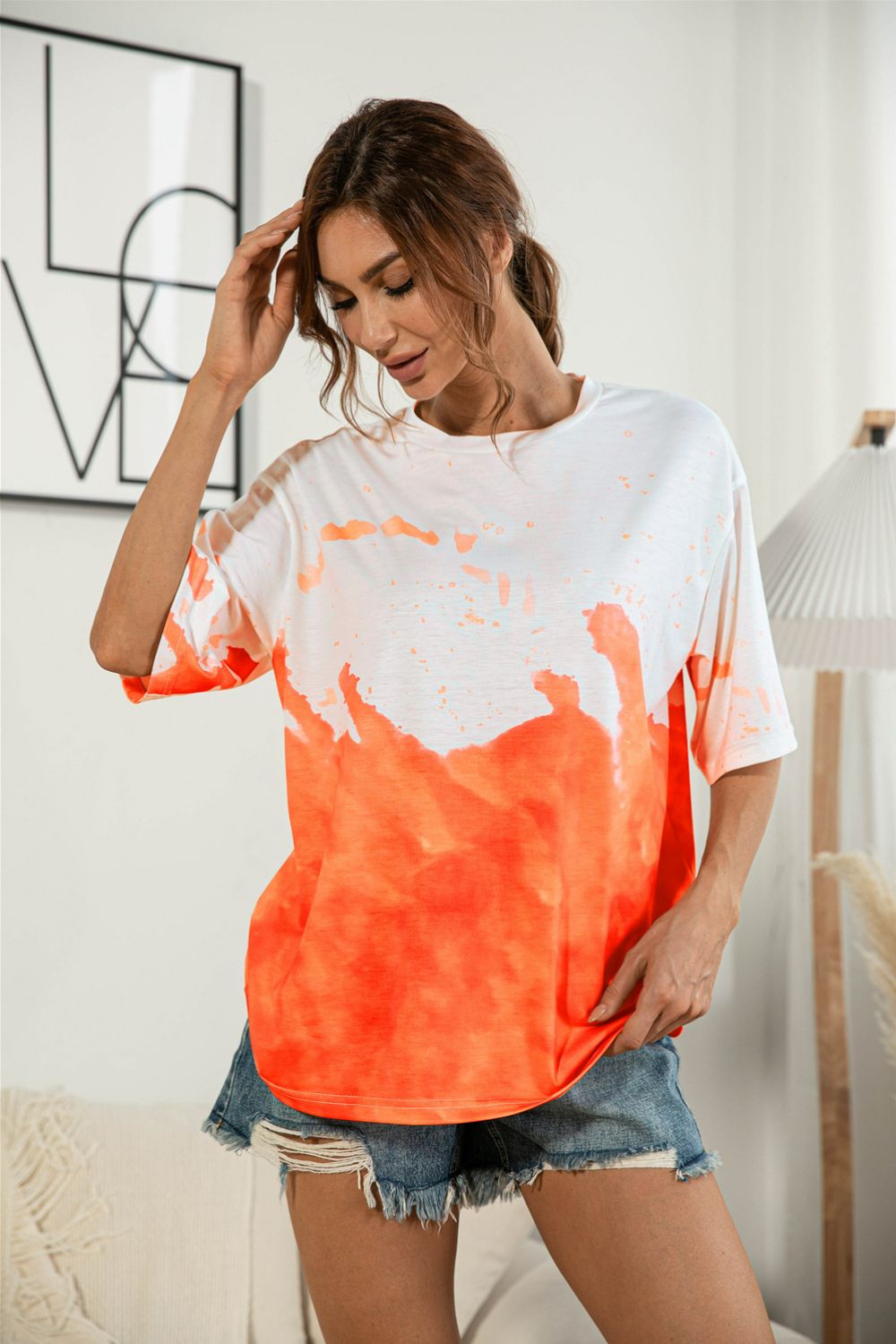 Tie-Dye Round Neck Tee Shirt-Angel Casuals