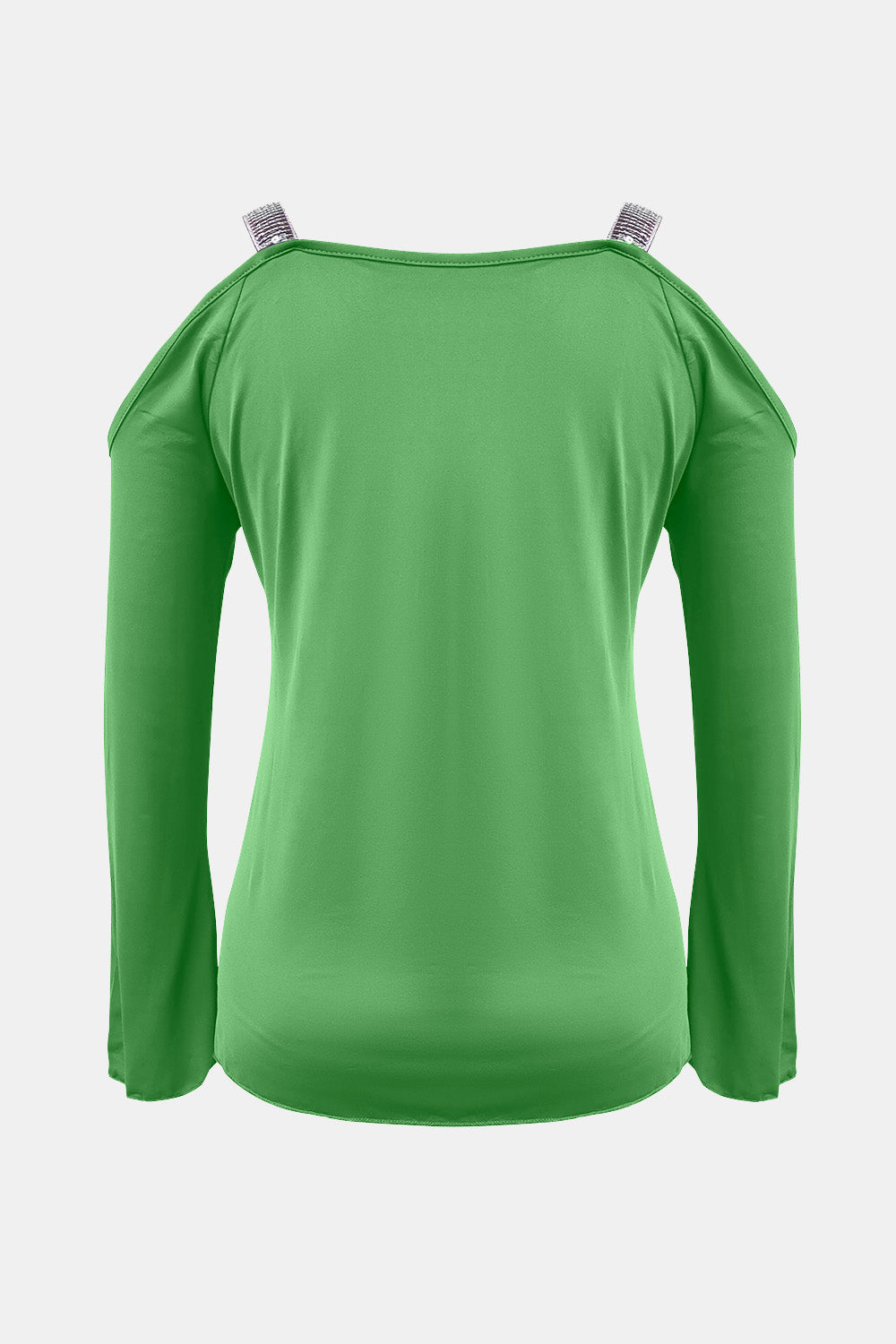 Sequin V-Neck Cold Shoulder Top-Angel Casuals