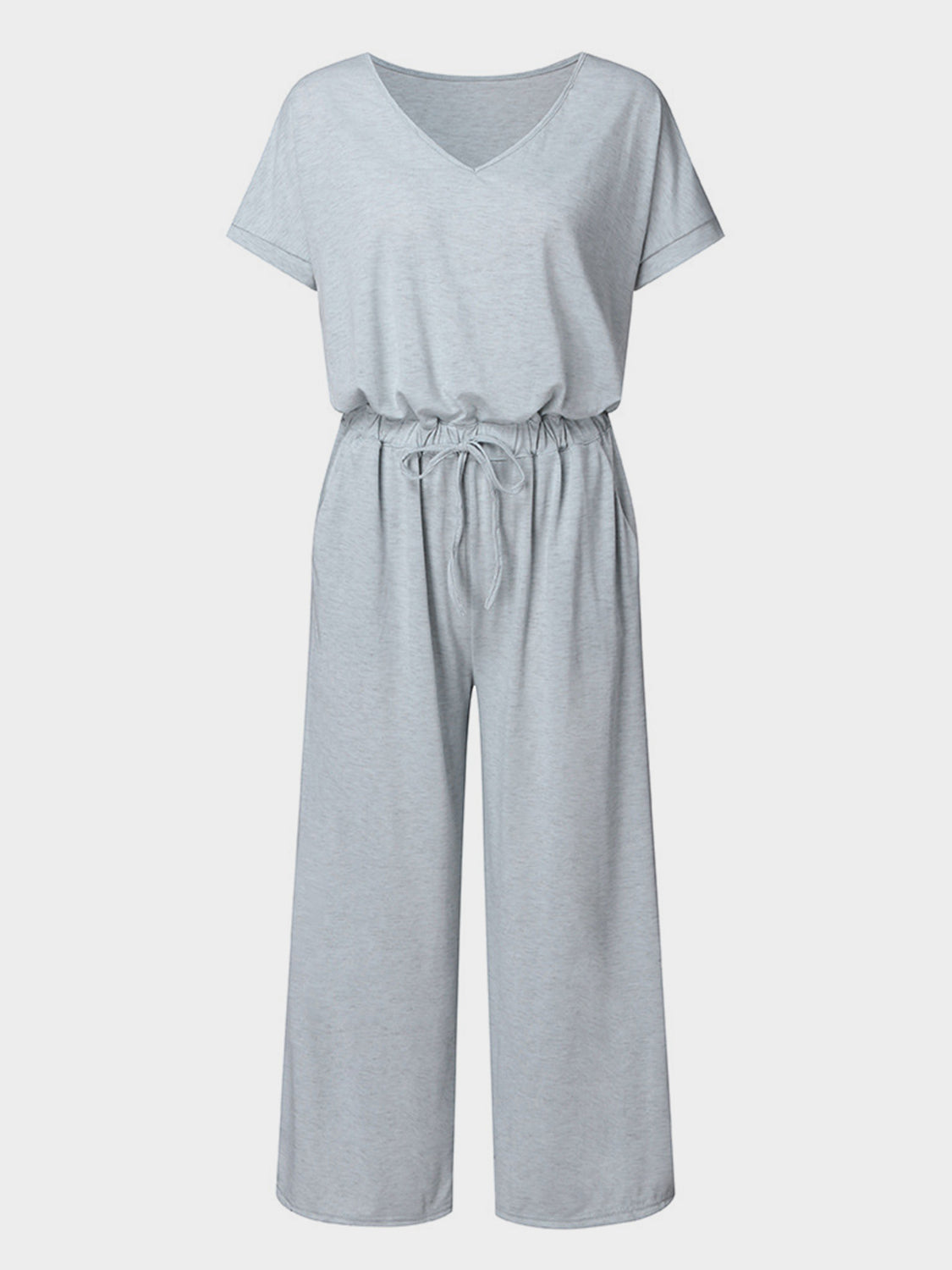 V-Neck Short Sleeve Jumpsuit-Angel Casuals