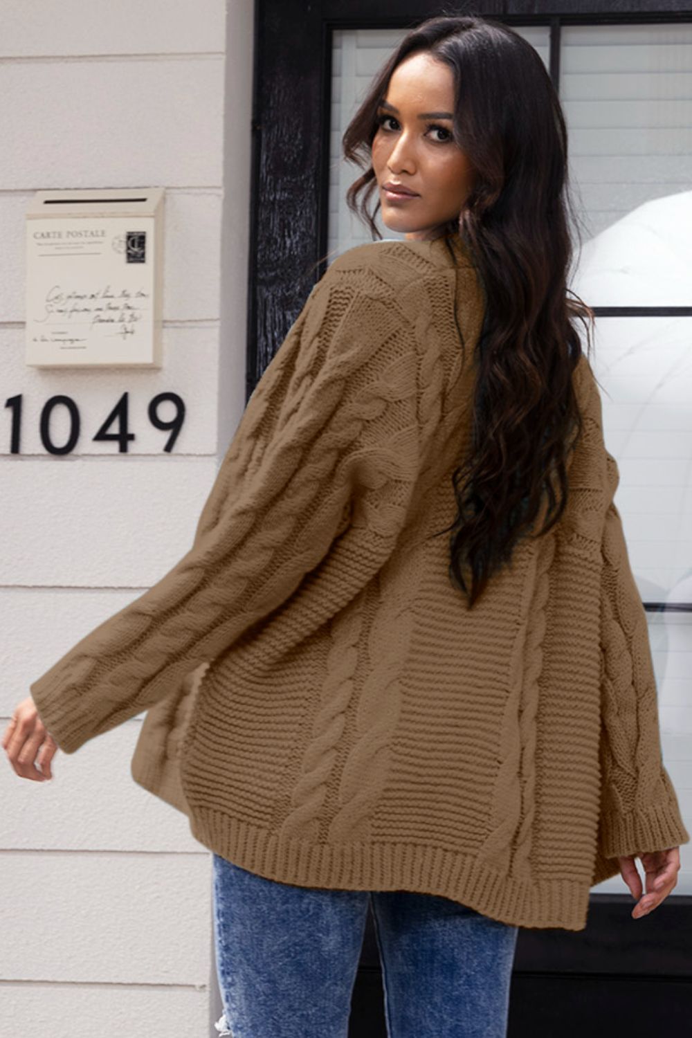 Open Front Cable-Knit Cardigan-Angel Casuals