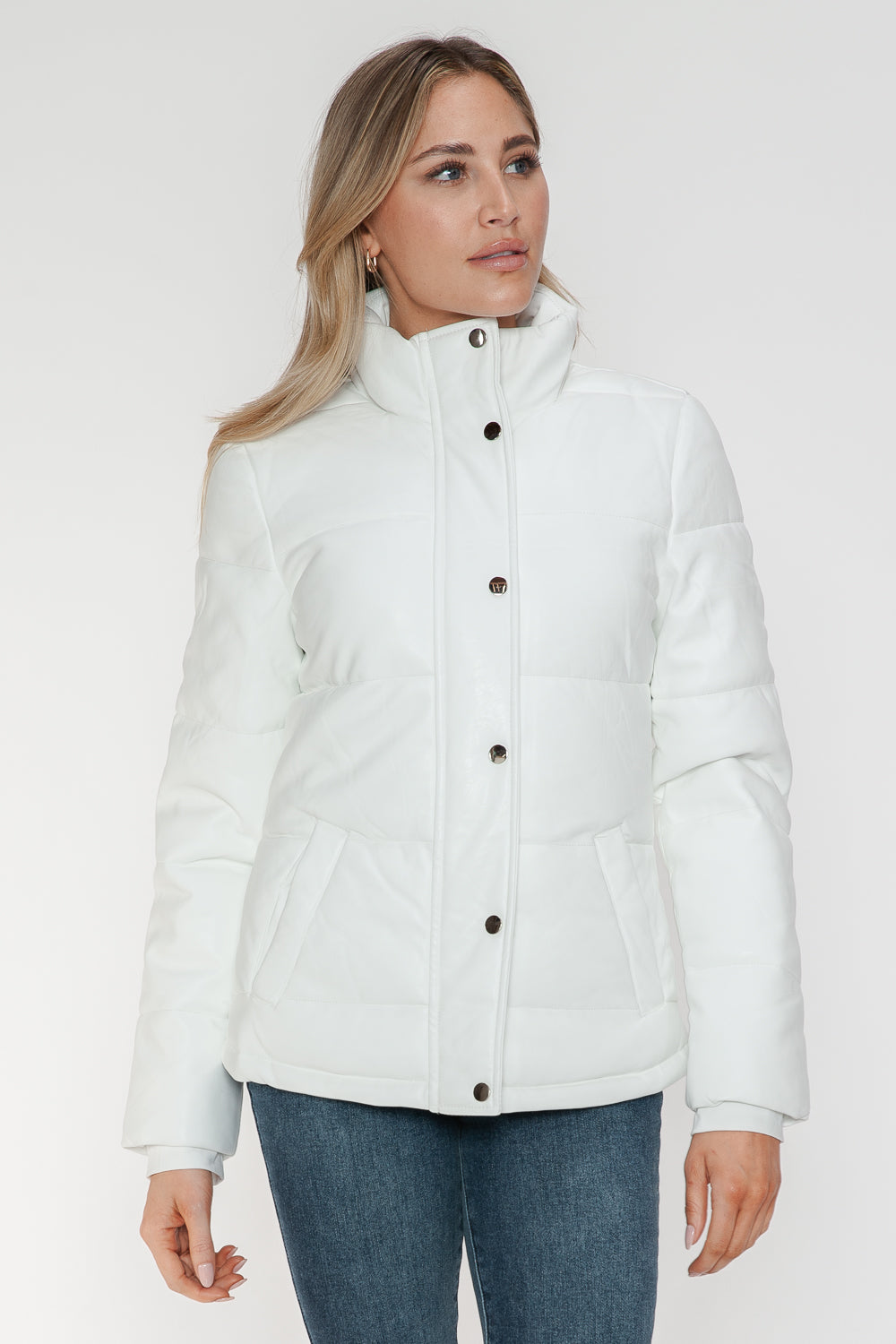 YMI Pocketed Zip Up Turtleneck Puffer Jacket-Angel Casuals
