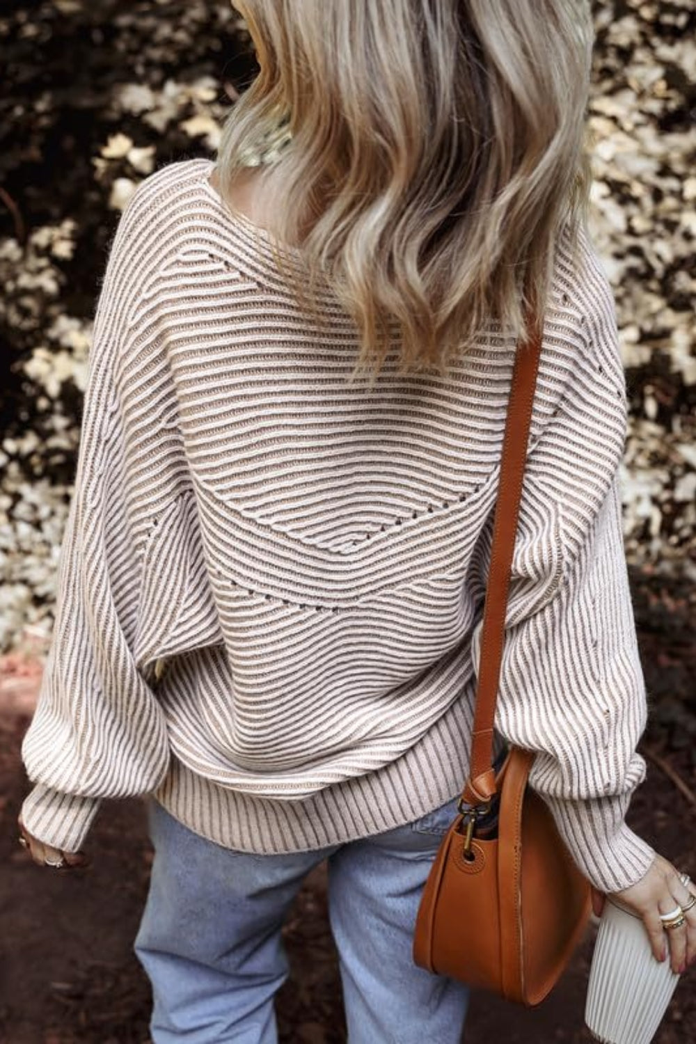 Textured Striped Round Neck Long Sleeve Top-Angel Casuals