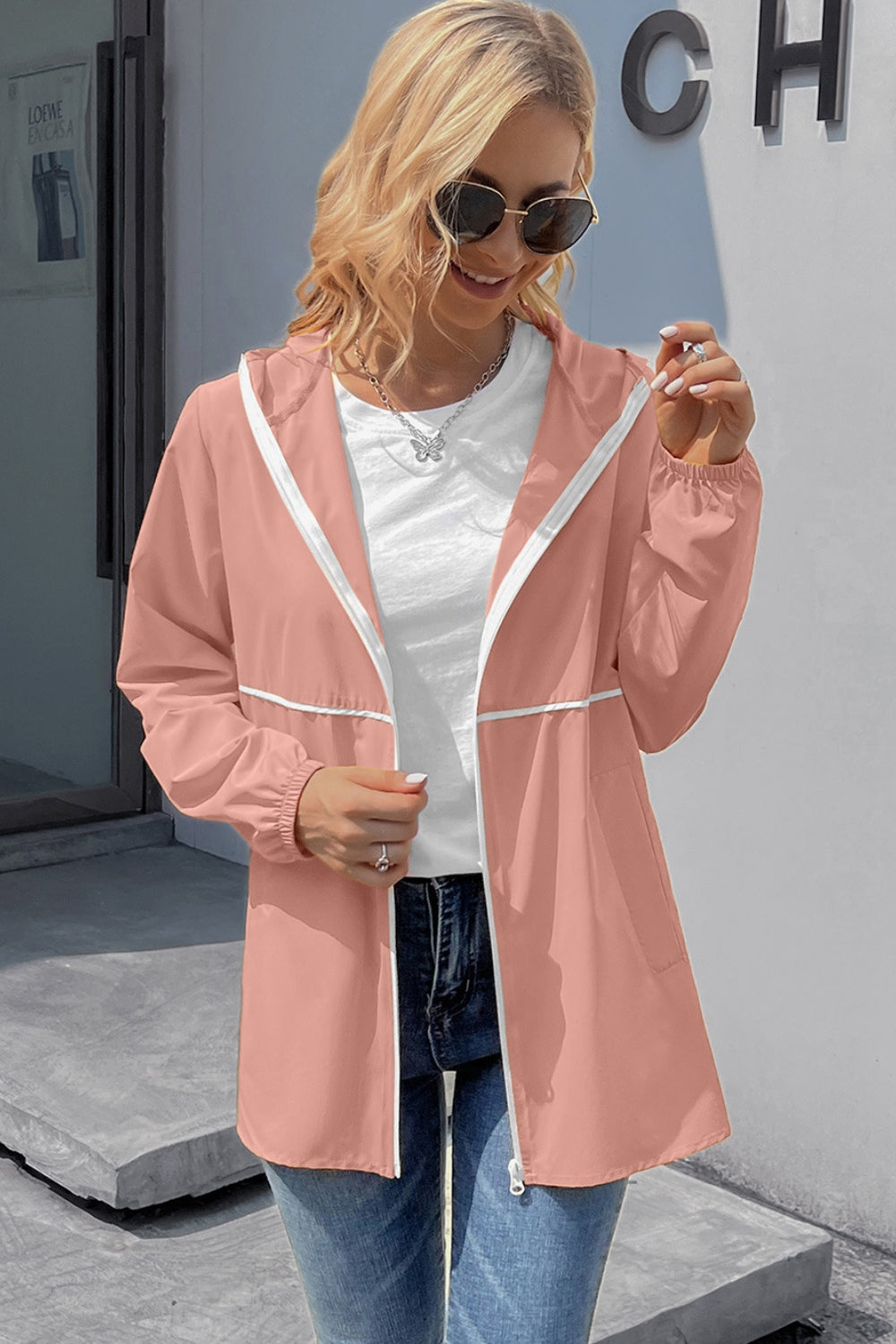Ivy Lane Zip Up Long Sleeve Hooded Watertight Jacket-Angel Casuals