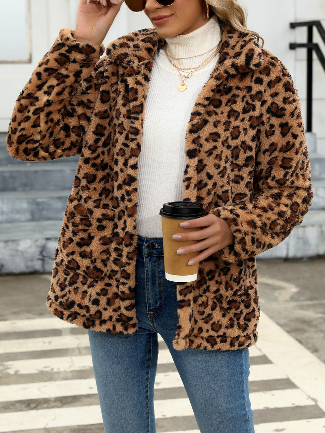 Button Up Drop Shoulder Fuzzy Jacket-Angel Casuals