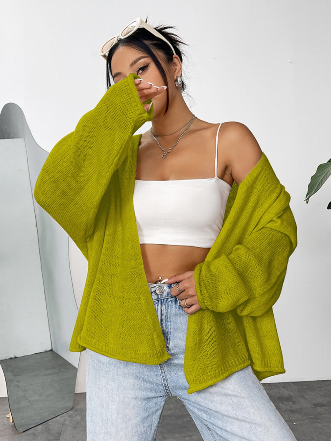 Open Front Dropped Shoulder Cardigan-Angel Casuals