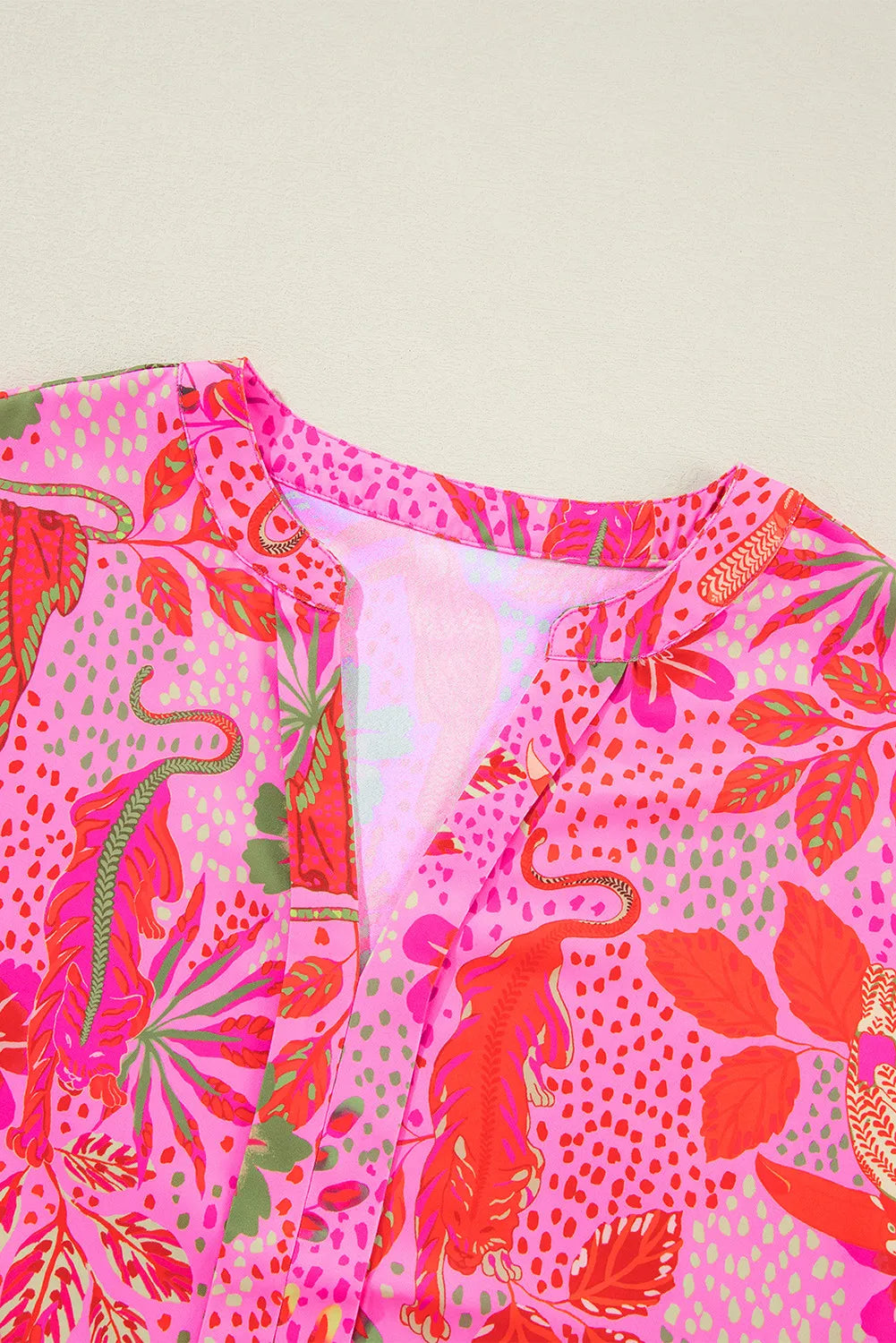 Printed Notched Short Sleeve Top-Angel Casuals