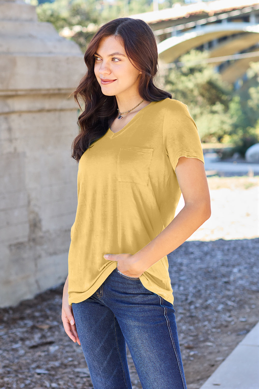 Basic Bae Bamboo Full Size V-Neck Short Sleeve T-Shirt-Angel Casuals