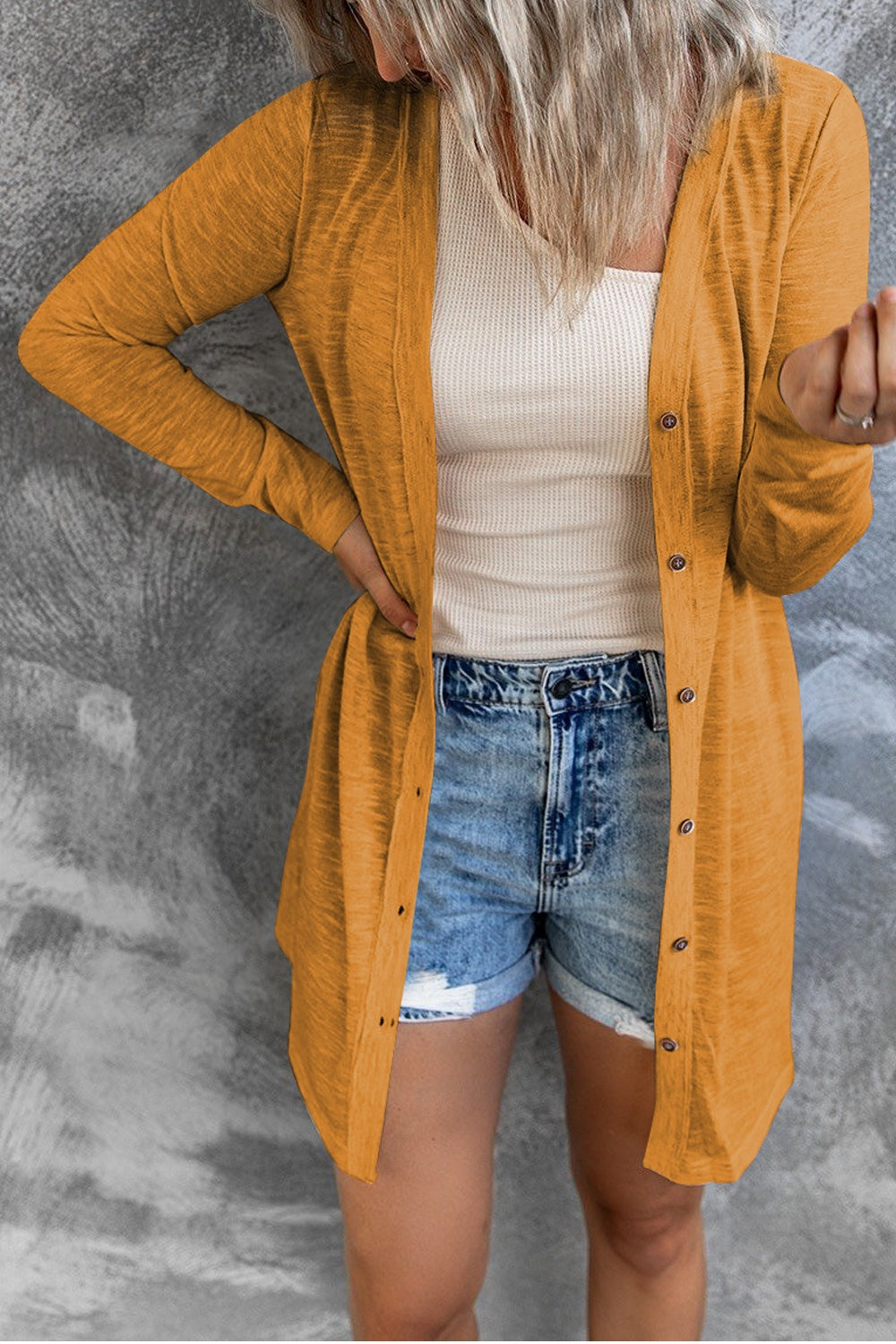 Button Up Long Sleeve Cover Up-Angel Casuals