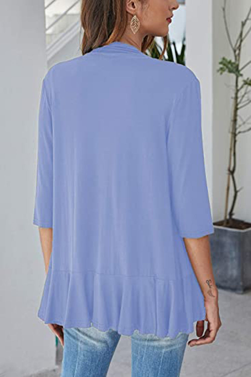 Open Front Three-Quarter Sleeve Cardigan-Angel Casuals