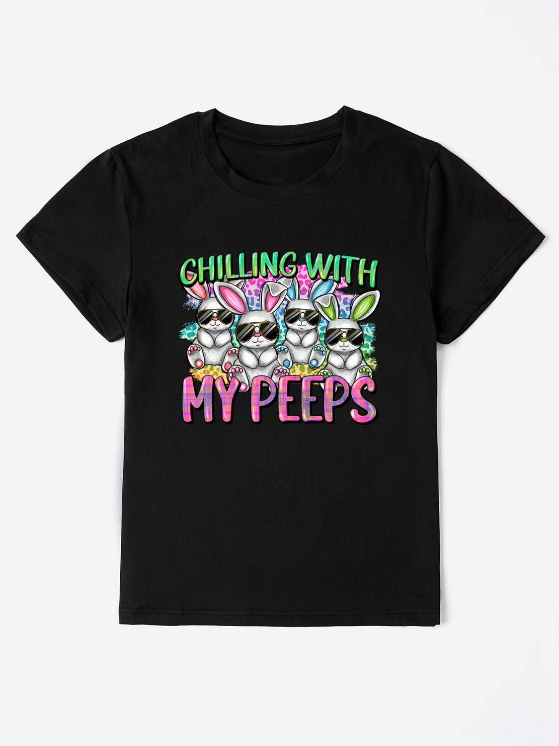 CHILLING WITH MY PEEPS Round Neck T-Shirt-Angel Casuals