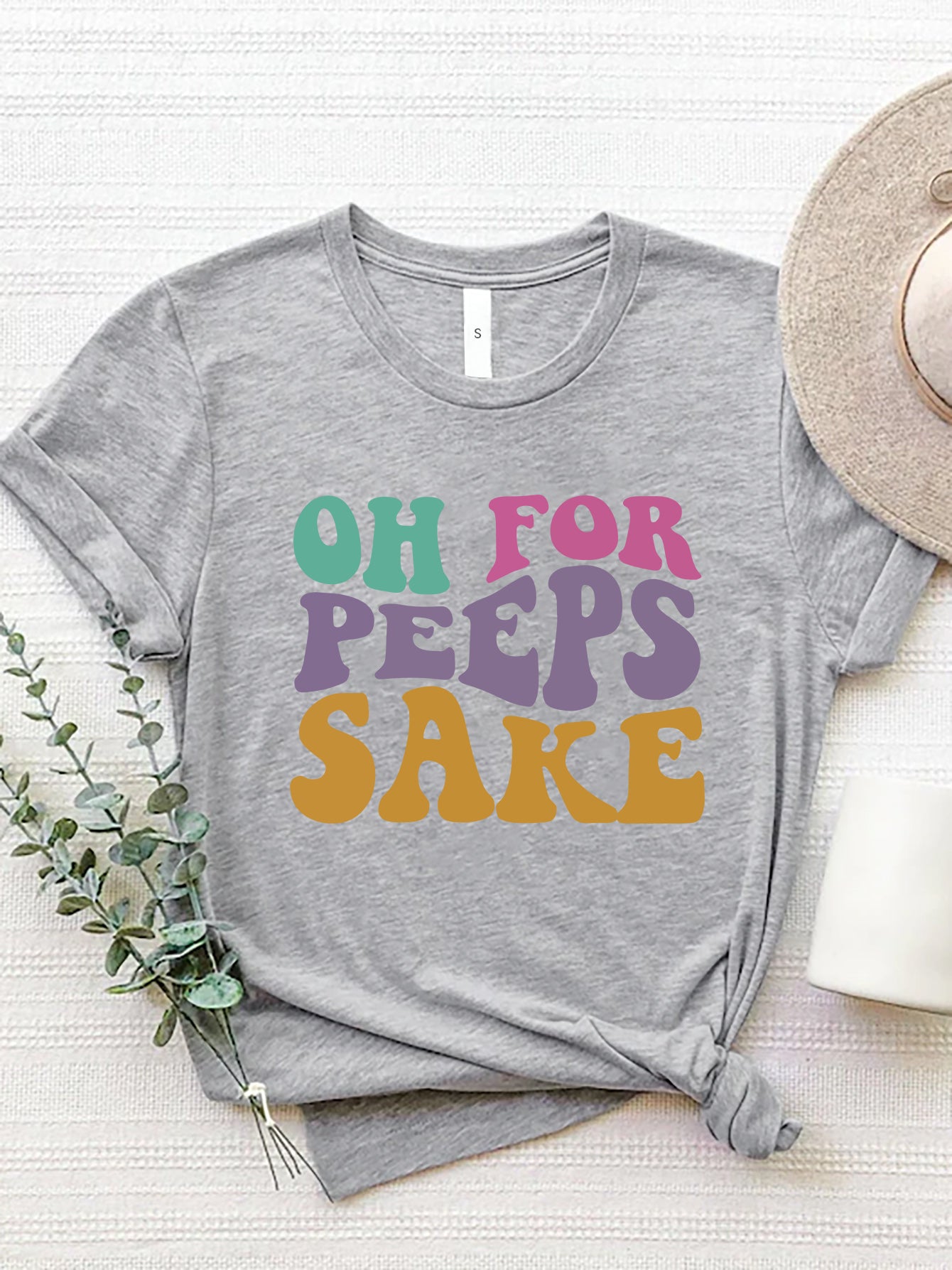 OH FOR PEEPS SAKE Round Neck T-Shirt-Angel Casuals