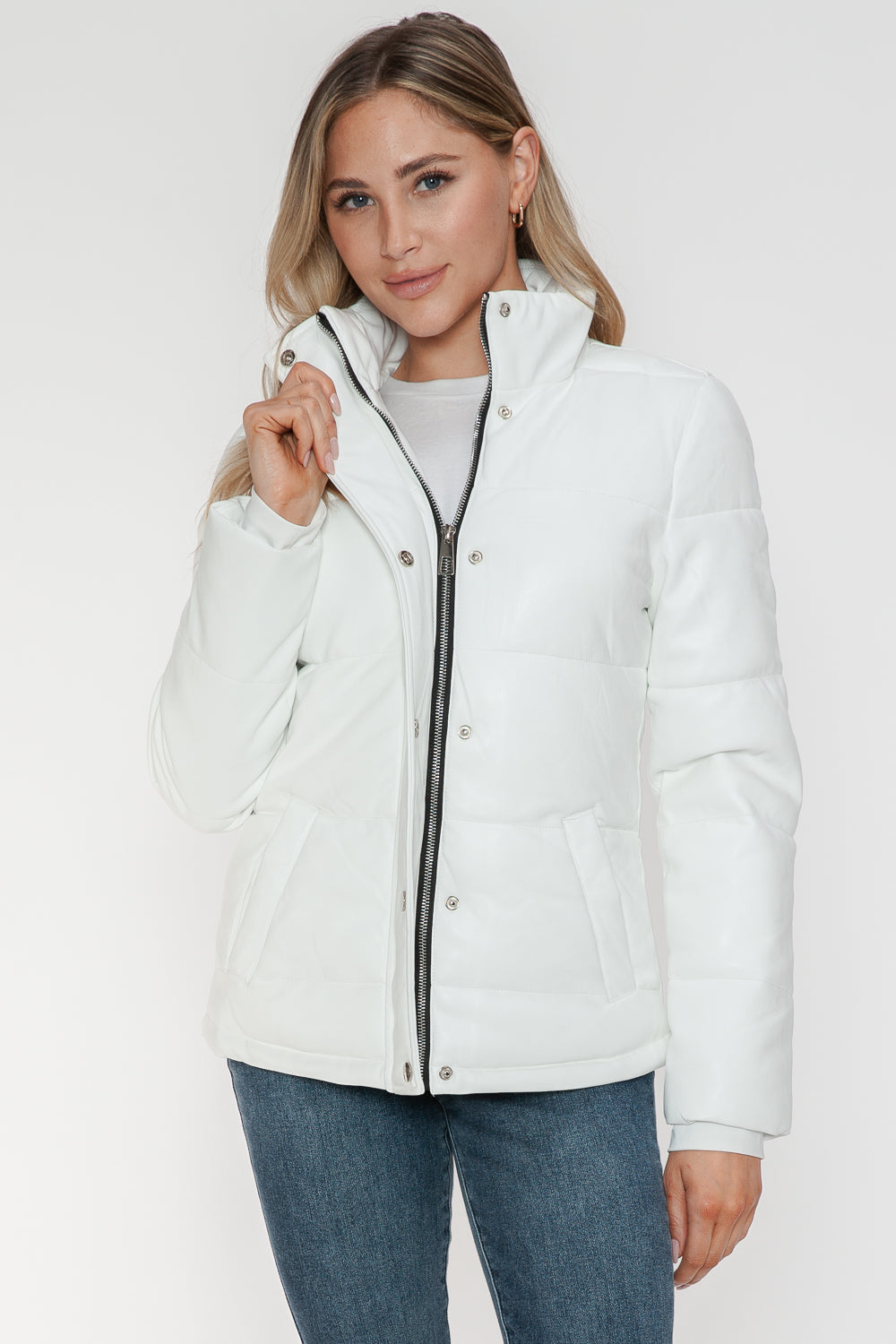YMI Pocketed Zip Up Turtleneck Puffer Jacket-Angel Casuals