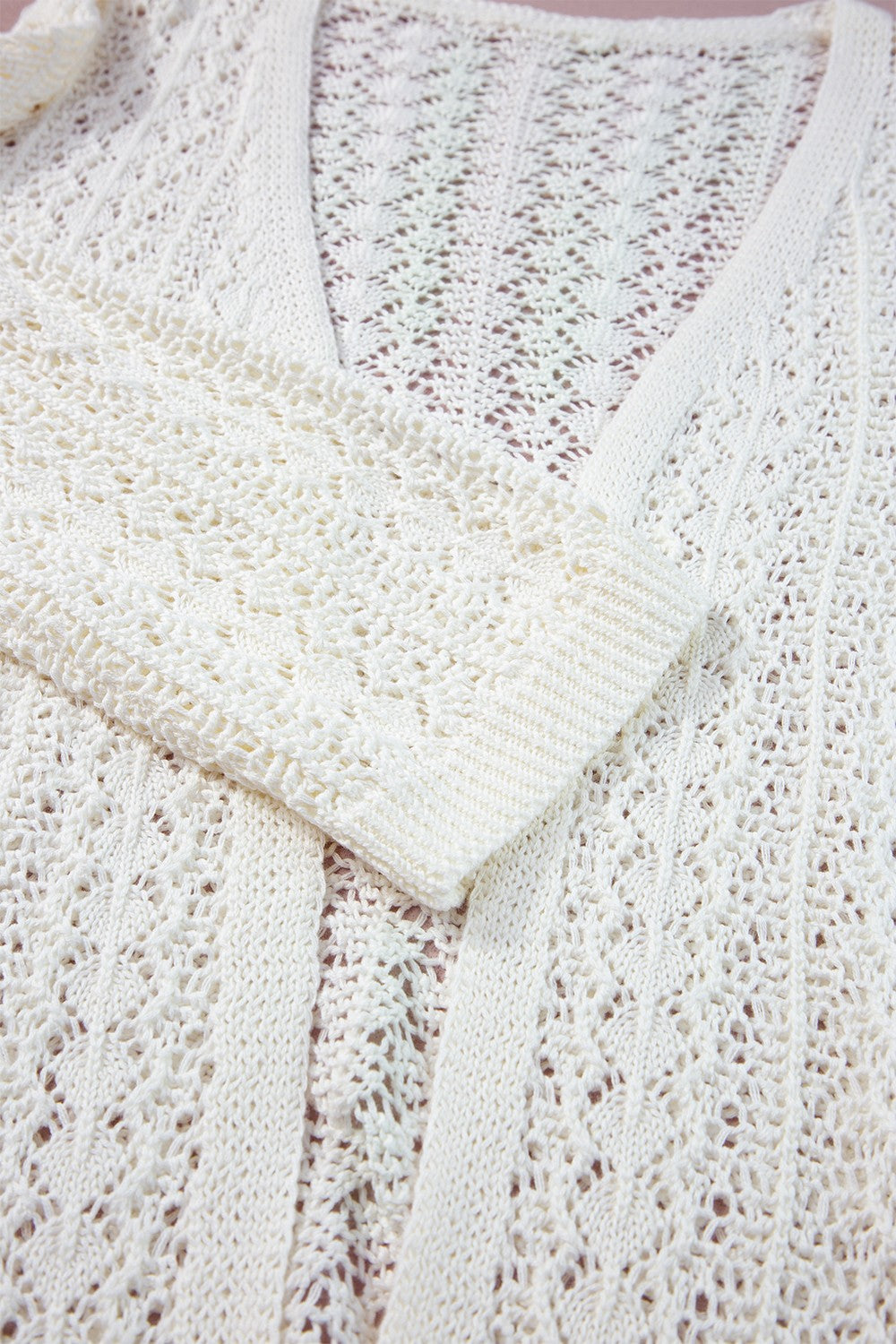 Openwork Open Front Dropped Shoulder Cardigan-Angel Casuals