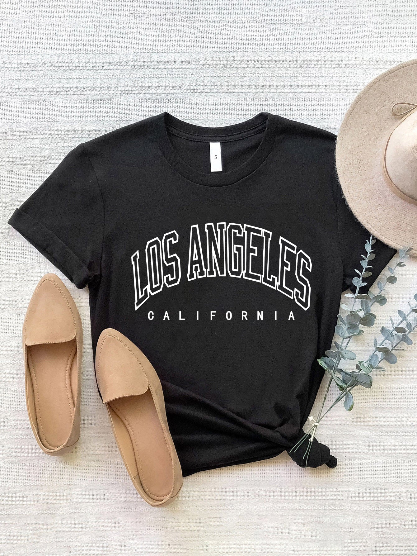 LOS ANGELES CALIFORNIA Round Neck T-Shirt-Angel Casuals