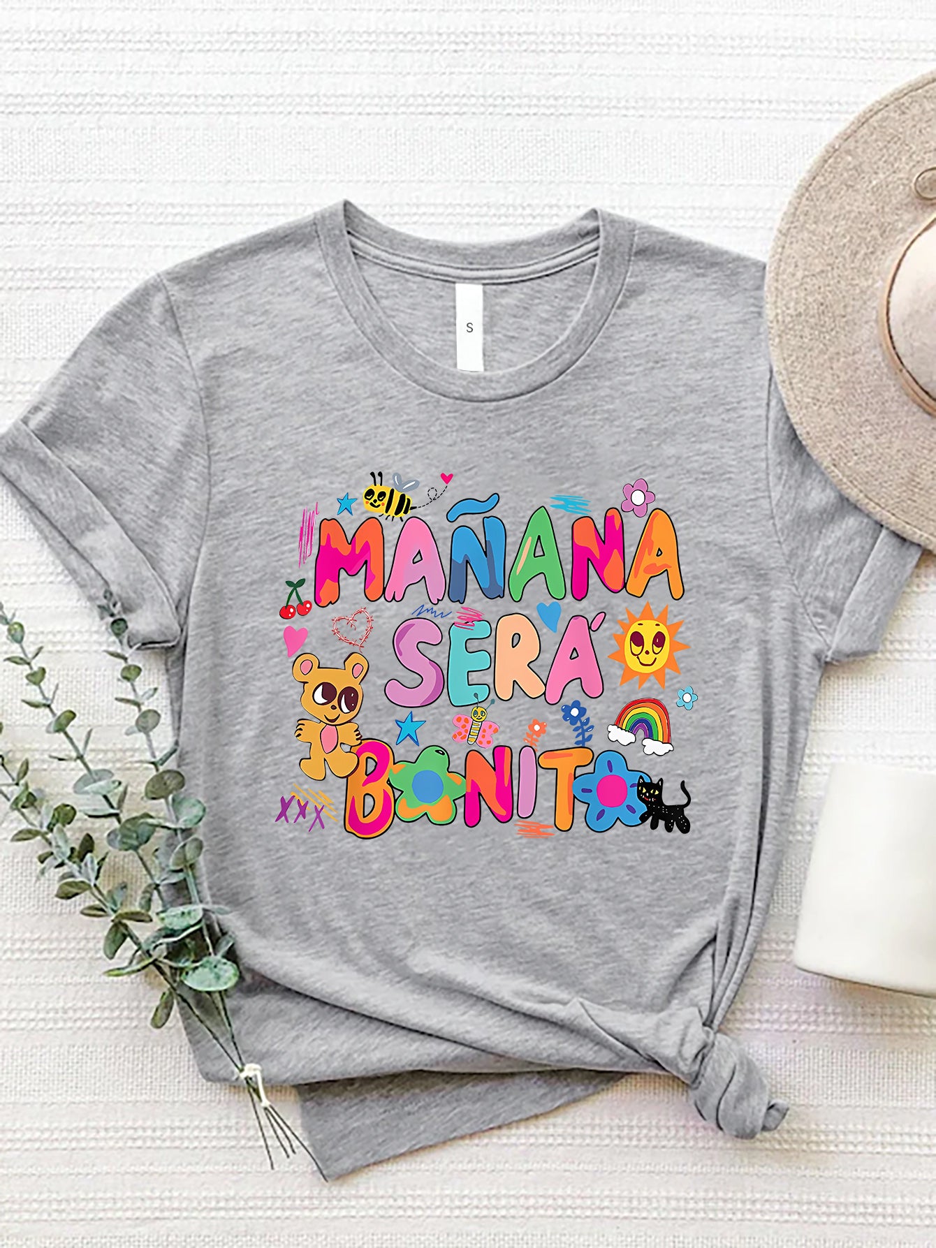 Letter Graphic Round Neck Short Sleeve T-Shirt-Angel Casuals