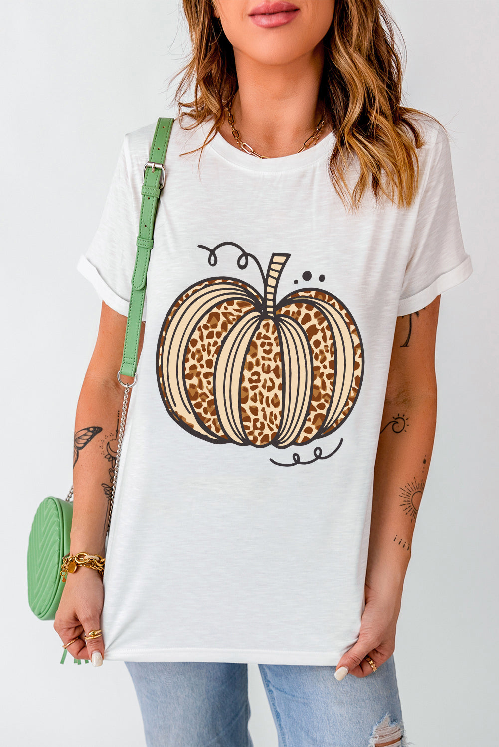 Pumpkin Round Neck Short Sleeve T-Shirt-Angel Casuals