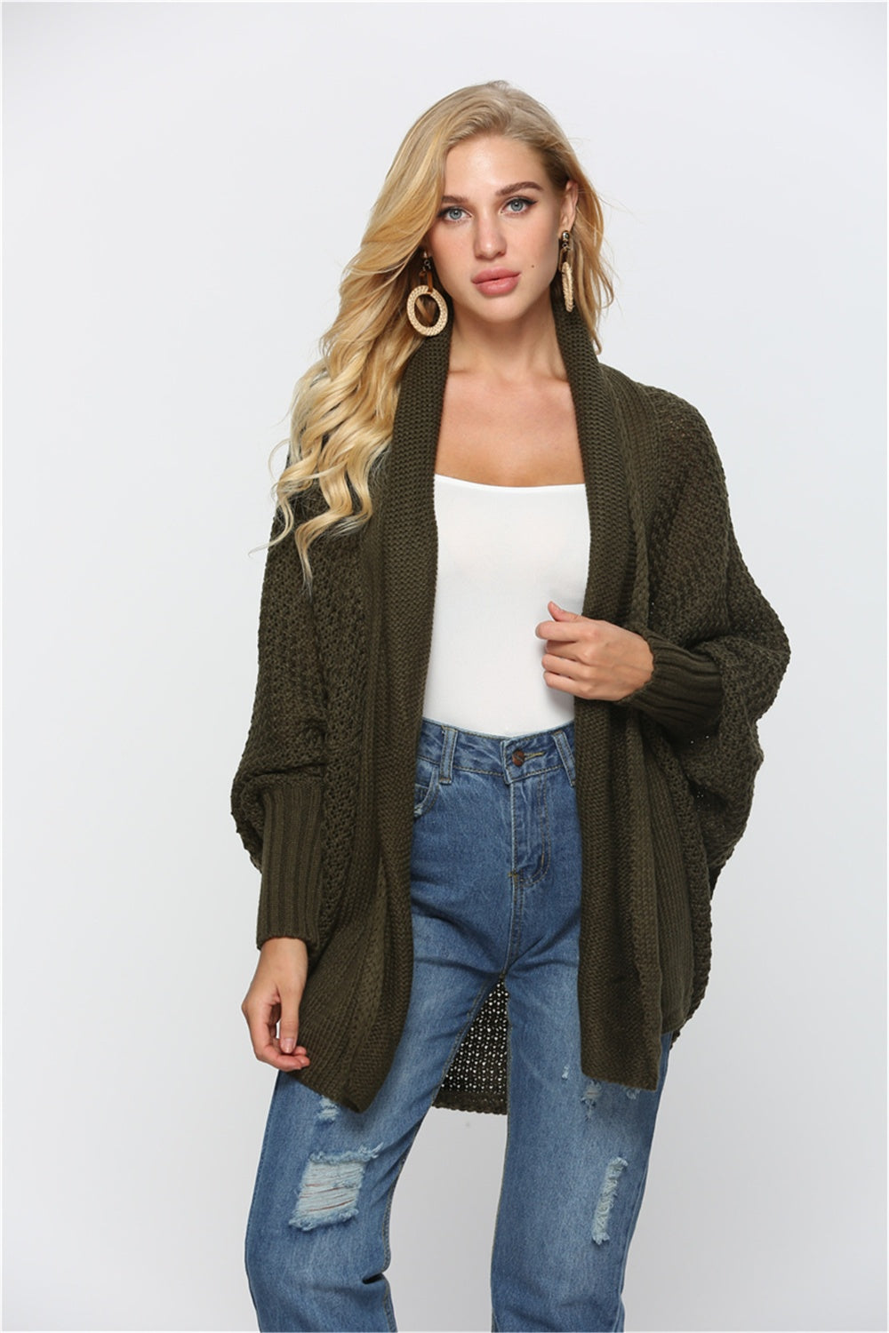 Angel Wings Open Front Batwing Sleeve Cardigan-Angel Casuals